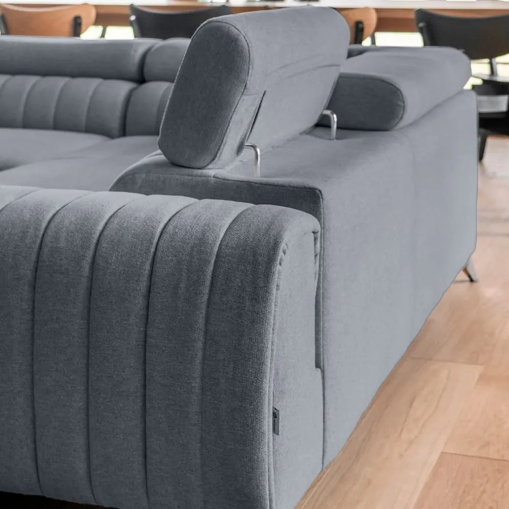 Kék kinyitható-tárolóhelyes sarokkanapé (bal oldali-U alakú) Louis – ELTAP