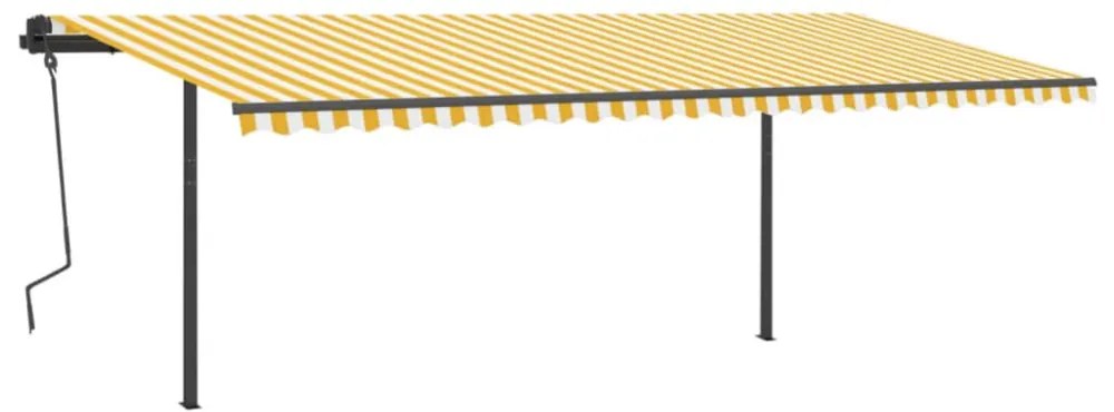 sárga-fehér automata napellenző póznákkal 6 x 3,5 m