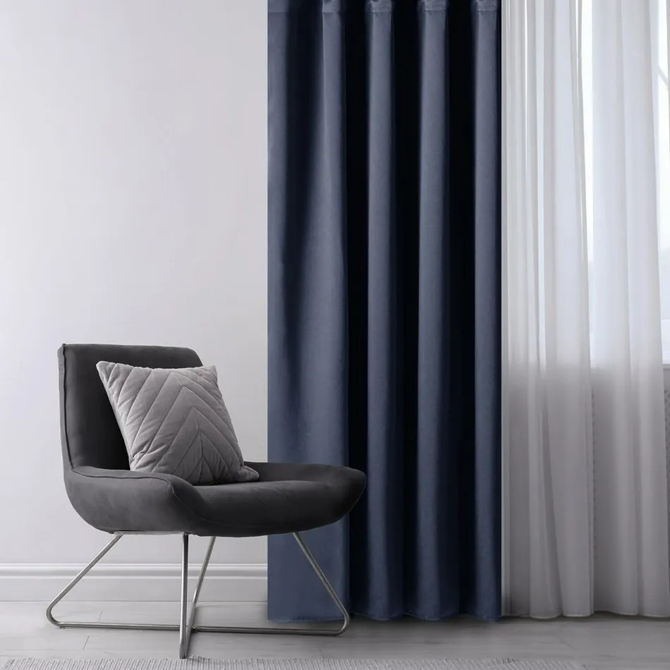 AmeliaHome Blackout Oxford Pleat függöny, indigó, 140 x 245 cm