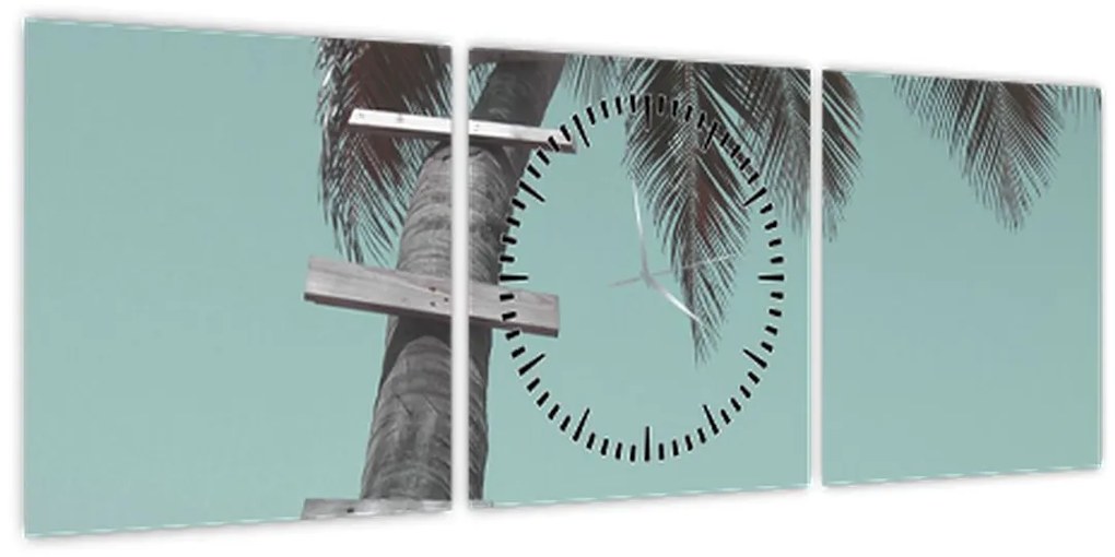 Kép - Palma a Karib-tengeren (órával) (90x30 cm)