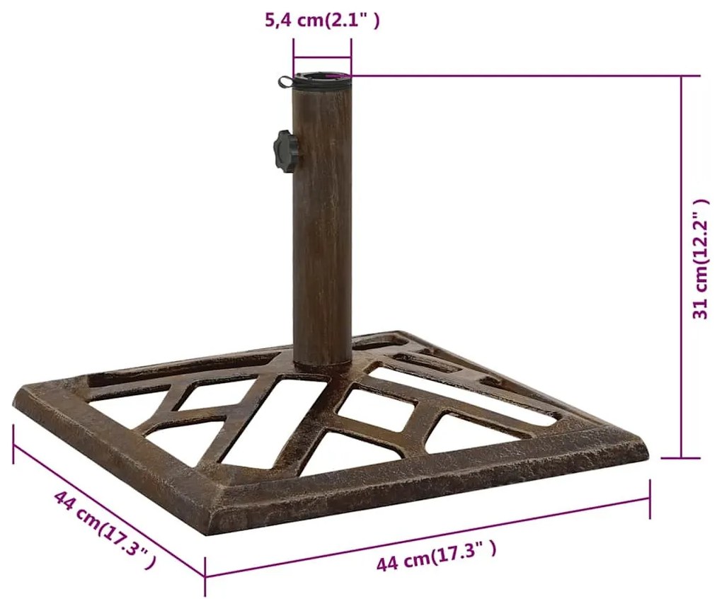 vidaXL bronzszínű öntöttvas napernyőtalp 44 x 44 x 31 cm
