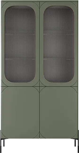 Sonatia négyajtós vitrin 100 cm - olívazöld