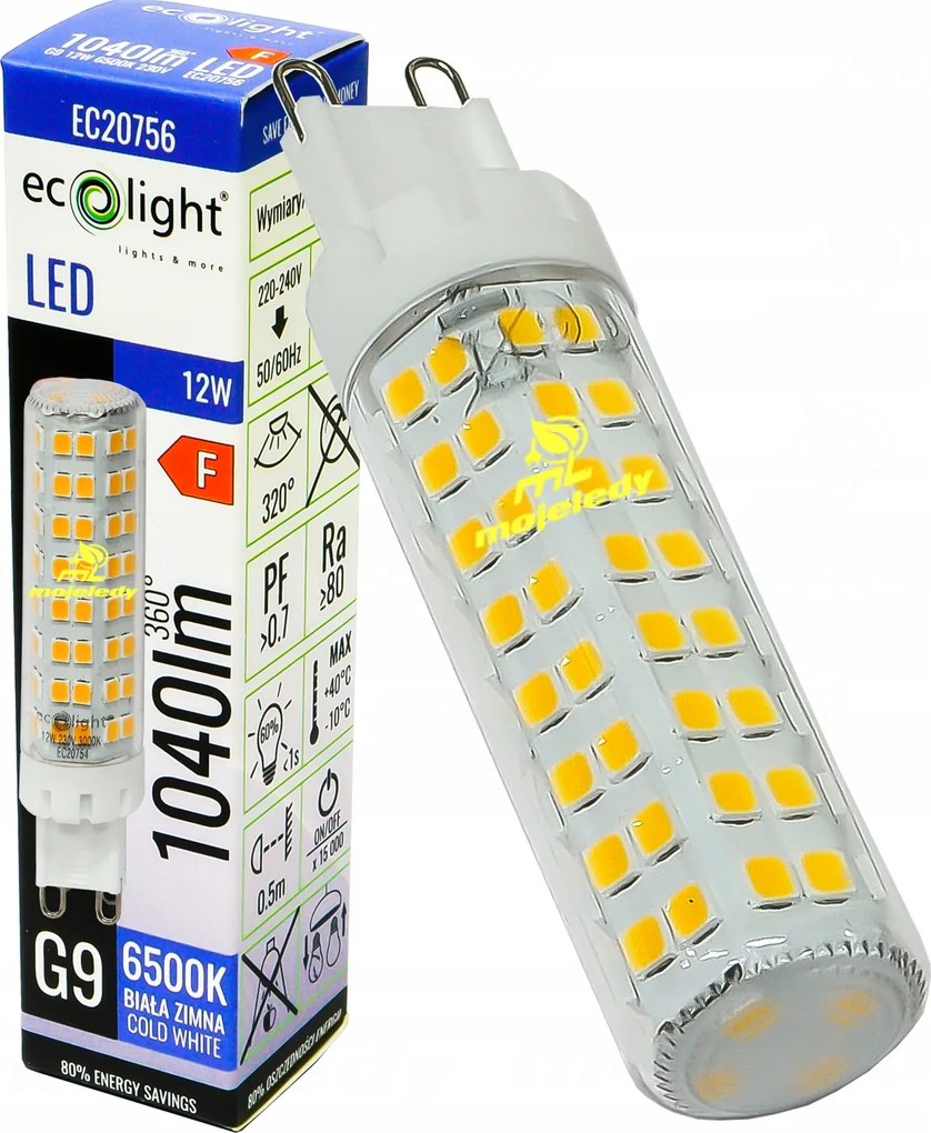 led izzó G9 12W 1040Lm 6500K hideg Cw egyenértékű 90W Teljesítmény