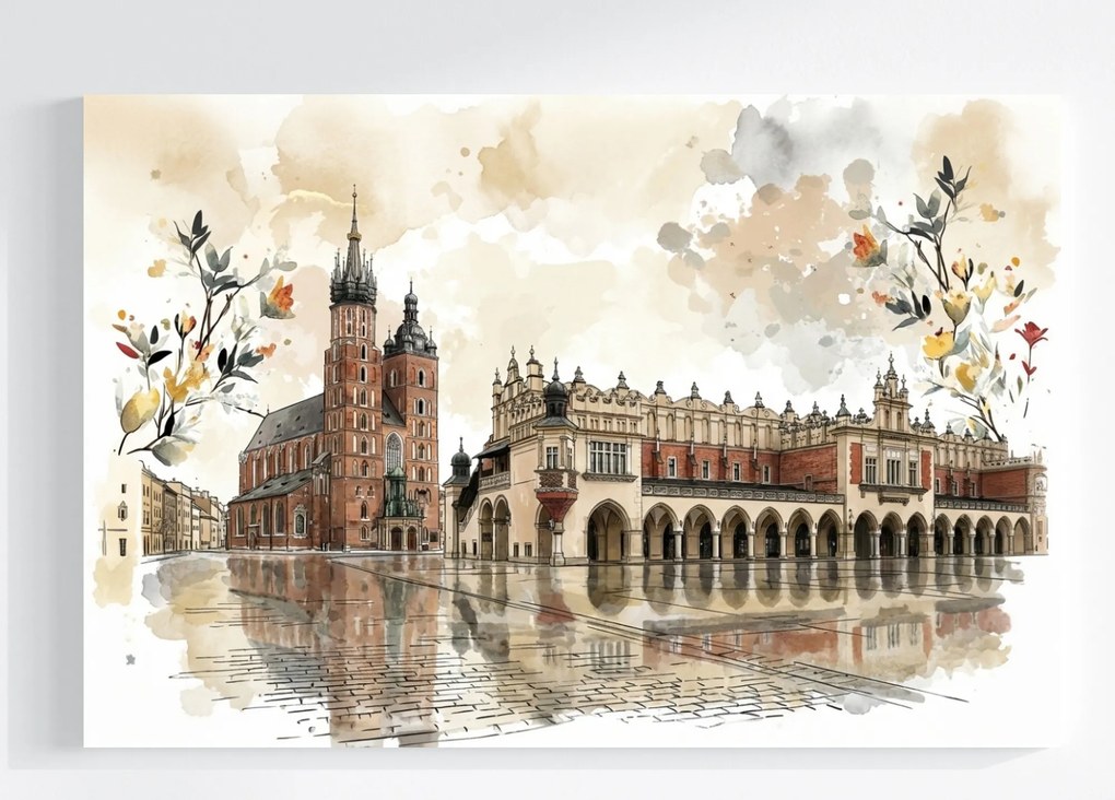 Canvas Vászonkép Krakkó Piac Mária-templom Ruhák 120x80