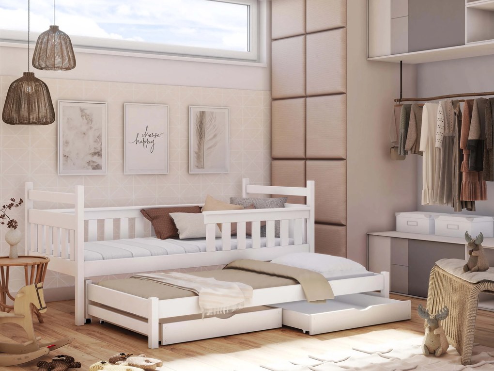 Gyerekágy 90 x 190 cm DORIA (ágyráccsal és tárolóhellyel) (fehér). Akció -10%. 1013073