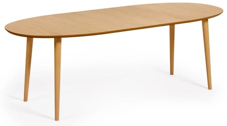 Natúr színű bővíthető étkezőasztal tölgyfa dekorral 90x140 cm Oqui – Kave Home
