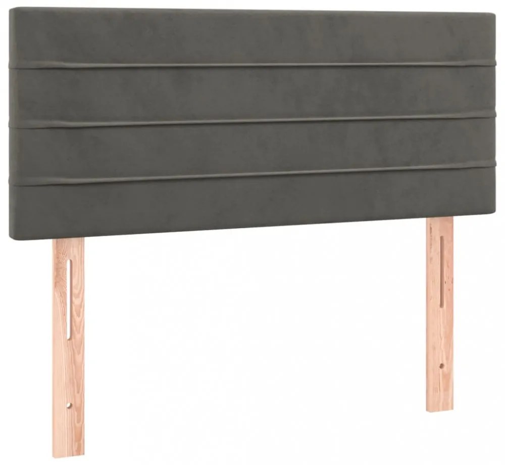 sötétszürke bársony LED-es fejtámla 80 x 5 x 78/88 cm