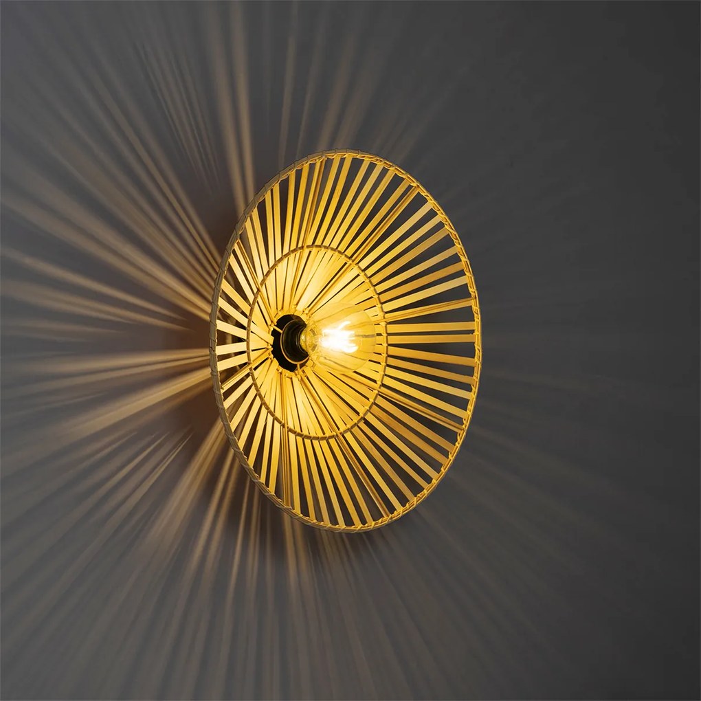 Keleti fali lámpa fekete természetes bambusszal - Pua