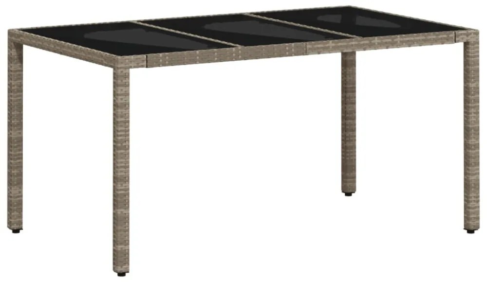 világosszürke polyrattan üveglapos kerti asztal 150x90x75 cm