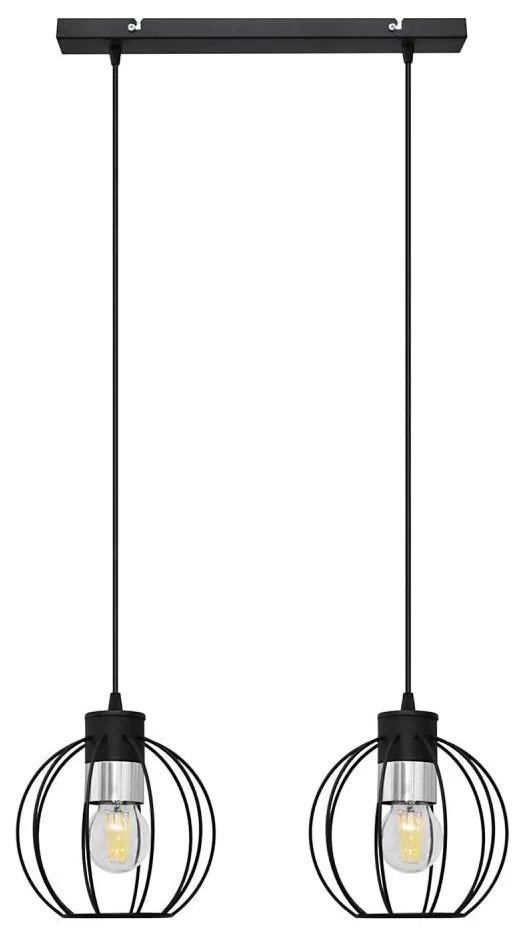 Csillár zsinóron STARLIGHT 2xE27/15W/230V fekete/ezüst