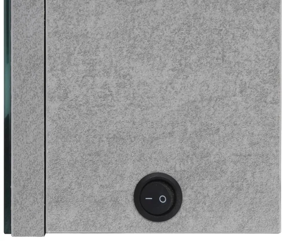 betonszürke LED-es tükrös fürdőszobaszekrény 50 x 14 x 60 cm