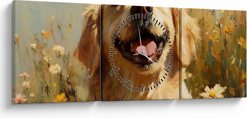 Kép - Boldog kutyus (órával) (90x30 cm)