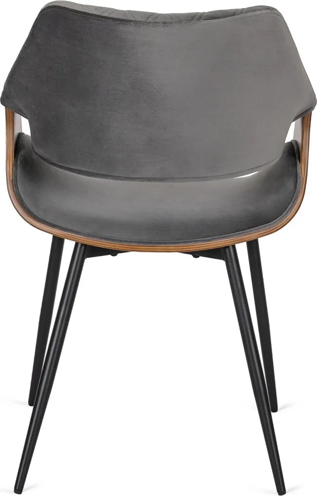 DAKOTA bársony szék szürke / dió színben