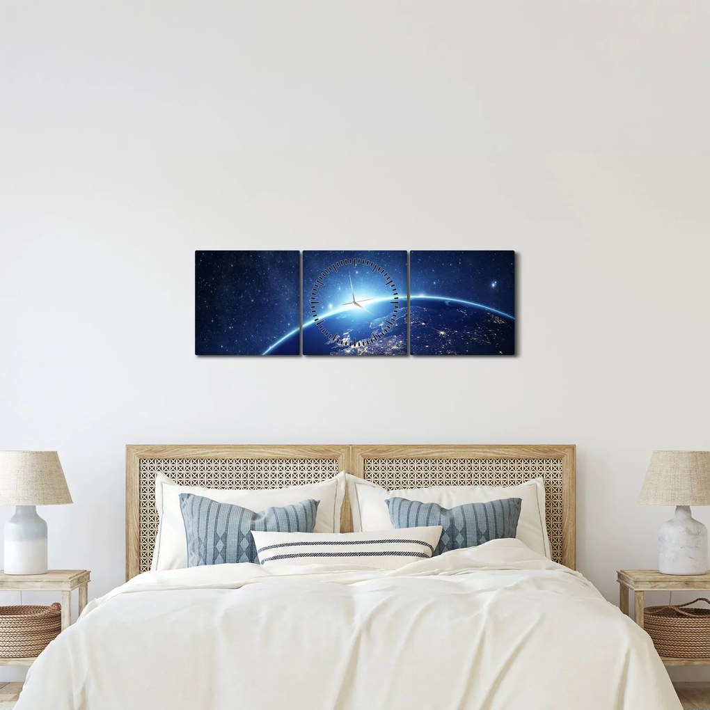 A Föld bolygó képe (órával) (90x30 cm)