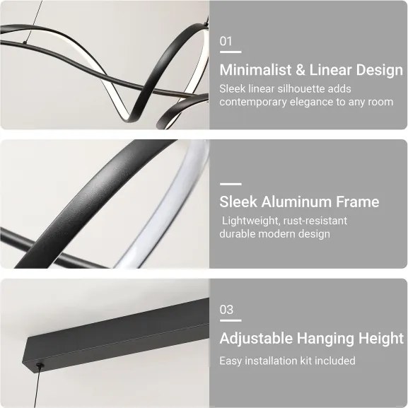 Brilagi - Dimmelhető LED függeszték kábellel SIGNATURE LED/55W/230V 120x23 cm fekete + távirányító