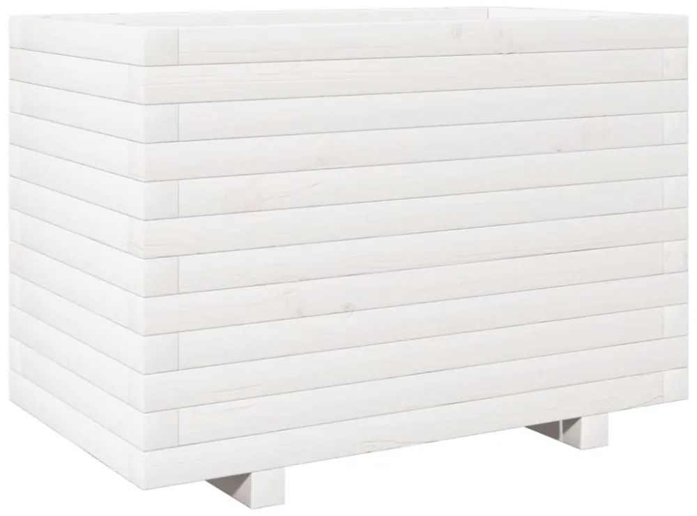 vidaXL fehér tömör fenyőfa virágláda 70 x 40 x 49,5 cm