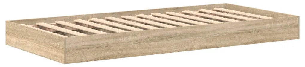 Könyvespolc ágy Sonoma tölgy 90x190 cm Műanyag forgácslap