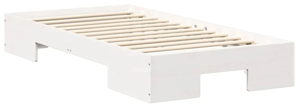 Földi ágykeret tárolóval Fehér 90 x 190 cm Tömör fenyőfa