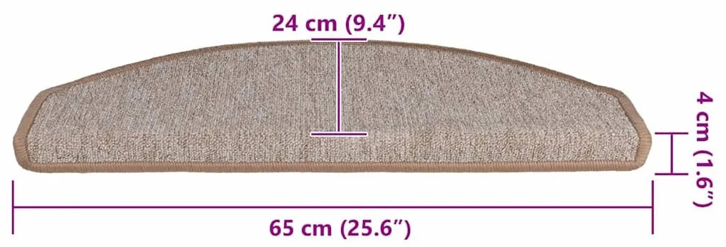 20 db világosbarna lépcsőszőnyeg 65x24x4 cm