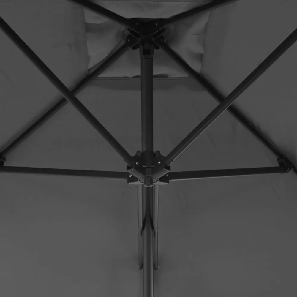antracitszürke kültéri napernyő acélrúddal 250 x 250 cm
