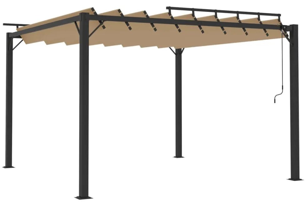 tópszínű szövet és alumínium pavilon lamellás tetővel 3 x 3 m