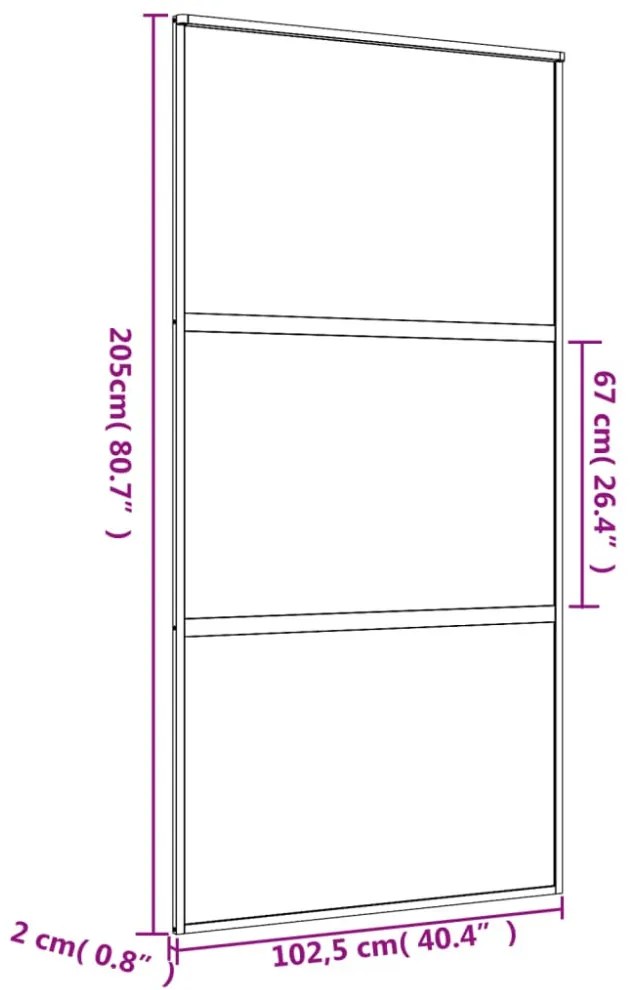 aranyszínű ESG tejüveg és alumínium tolóajtó 102,5 x 205 cm