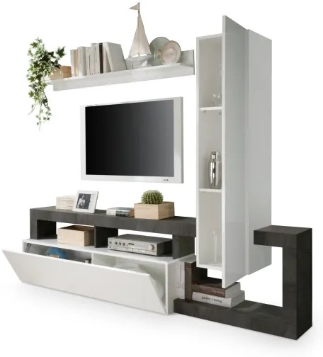 LENOR nappali szekrénysor fehér/antracit