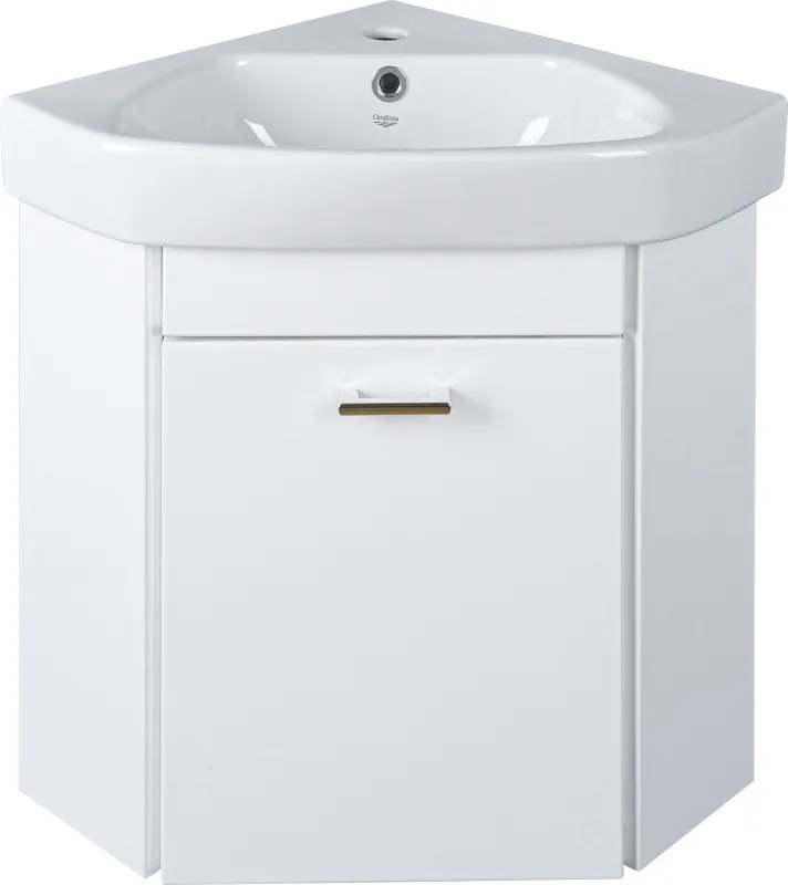 VivaStyle ARDA fali sarokszekrény CeraStyle ARDA porcelán sarokmosdóval 46 x 46 cm - JOBBOS