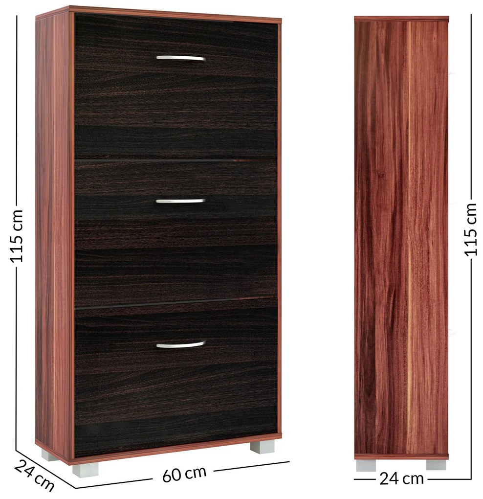 Casaria® Cipős szekrény 115x60x24 cm - barna
