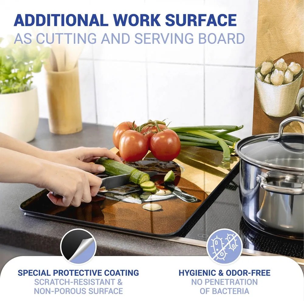 Edzett üveg tűzhely fedőlap szett 2 db-os 30x52 cm Coffee – Wenko
