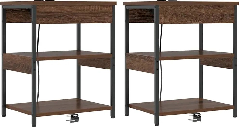 vidaXL Éjjeliszekrény 2 pcs Barna Tölgy 41 x 31 x 51 cm Faanyag