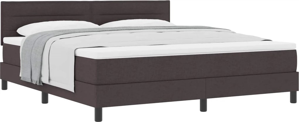 vidaXL Boxrugós ágy matracmal Sötét Barna 180 x 200 cm szövet