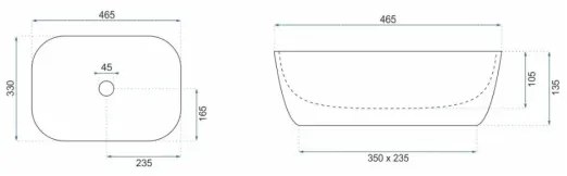 REA-U8780 - Ráépíthető mosdó BELINDA 33x46,5 cm kerámia/fekete/arany