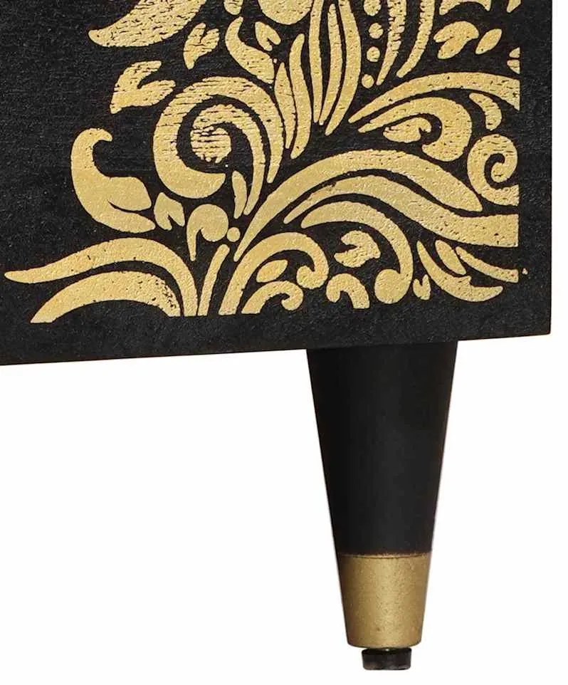 vidaXL Dohányzóasztal Fekete 80 x 50 x 40 cm Tömör Mangófát