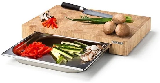 Continenta C4027 - Konyhai vágódeszka tálcával, 48x32,5 cm, gumifa