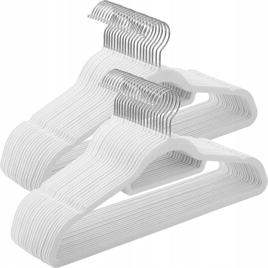 Bársony ruhaakasztó szett 50 db-os csúszásgátló fehér