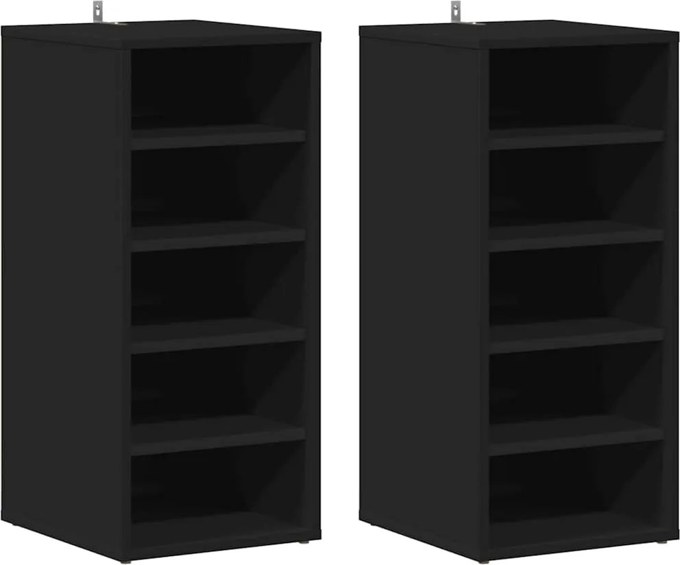 vidaXL 2 db fekete szerelt fa cipősszekrény 31,5 x 35 x 70 cm