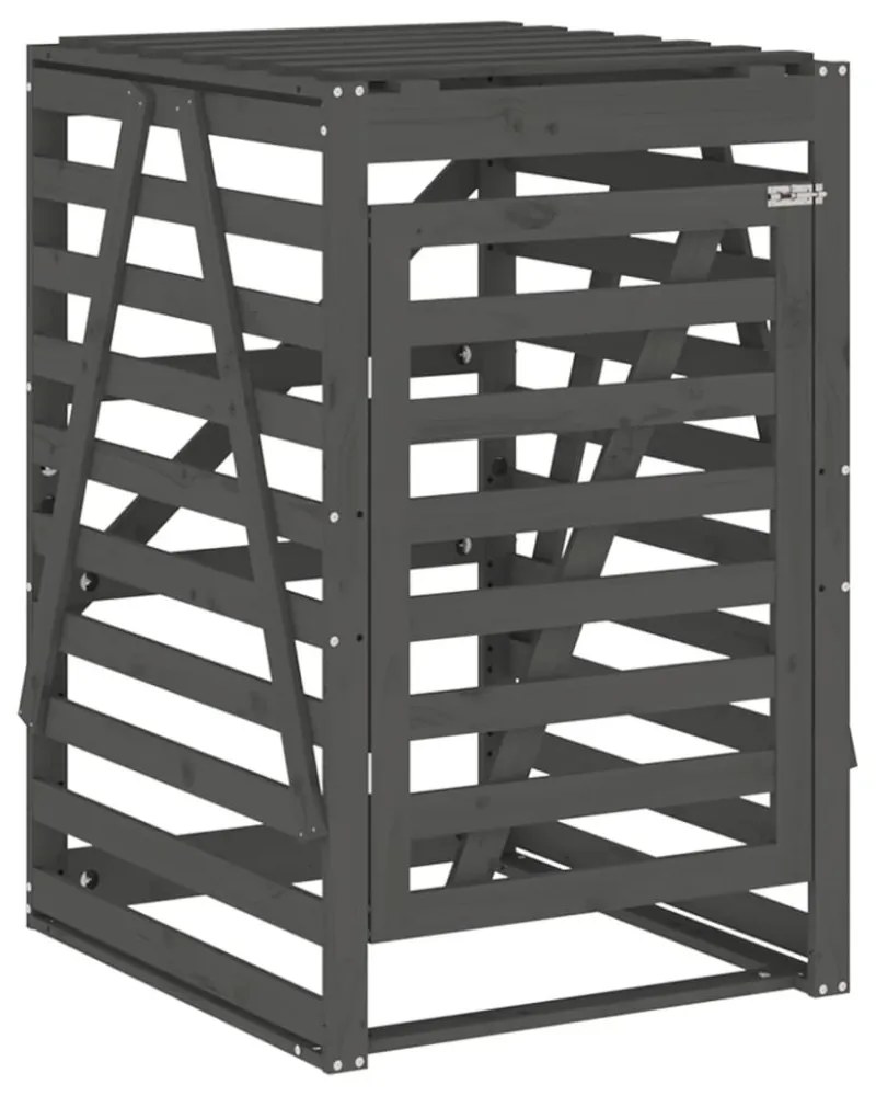 szürke tömör fenyőfa szemeteskuka tároló 84x90x128,5 cm