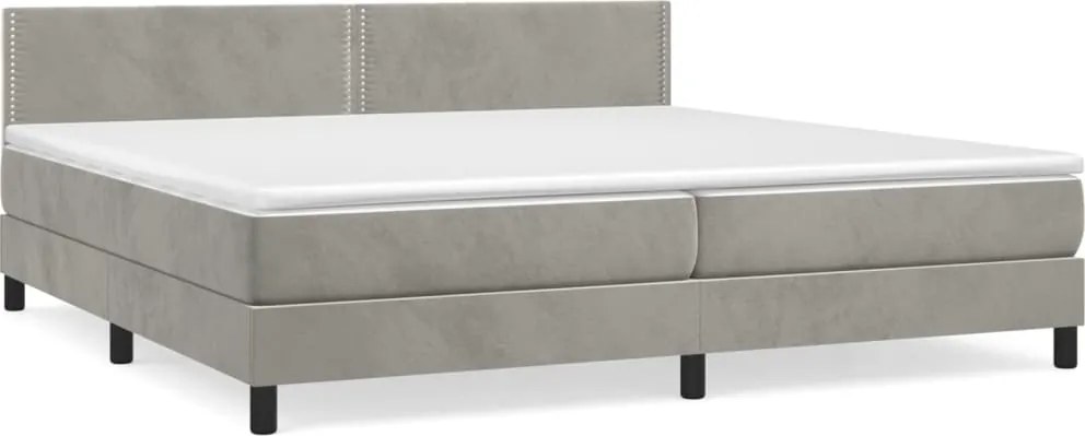 vidaXL világosszürke bársony rugós ágy matraccal 200x200 cm