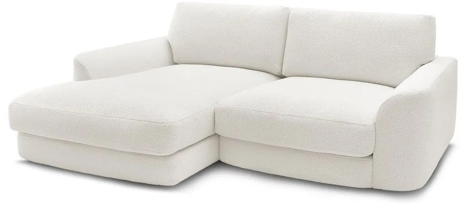 Fehér buklé sarokkanapé (bal oldali-heverő résszel) Leonore – Bobochic Paris