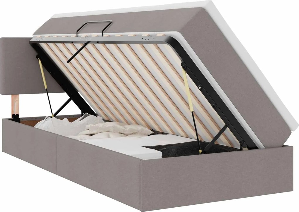 vidaXL Ágy tárolóval és matraccal Tópszínű 100 x 200 cm Faanyag