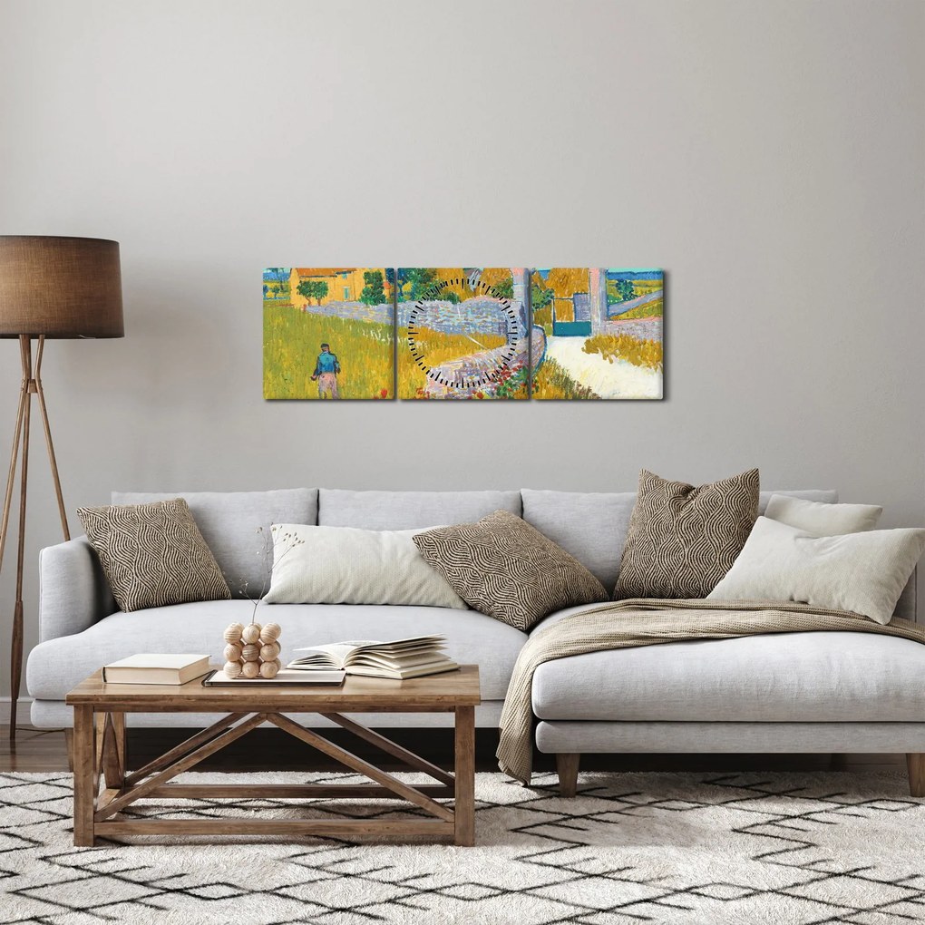 Kép - Vincent van Gogh, Farmhouse in Provence, reprodukciók (órával) (90x30 cm)