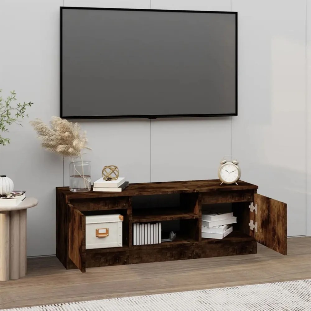 füstös tölgy színű TV-szekrény ajtóval 102 x 30 x 36 cm