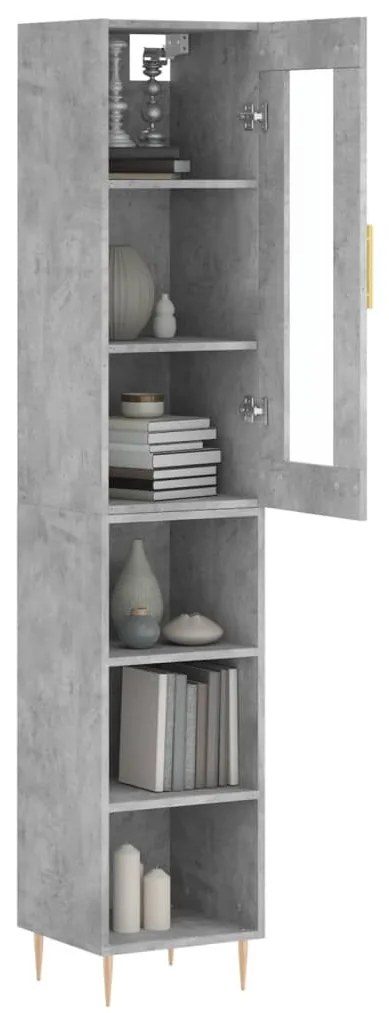Betonszürke szerelt fa magasszekrény 34,5x34x180 cm