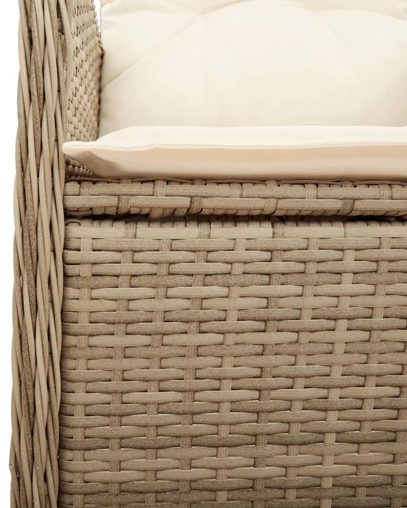 9 részes bézs polyrattan kerti bisztrógarnitúra párnákkal