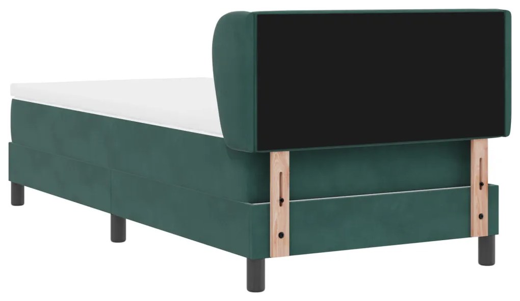 Boxspring Ágy Matrac Nélkül - Sötét Zöld - 90x190 cm - Bársony