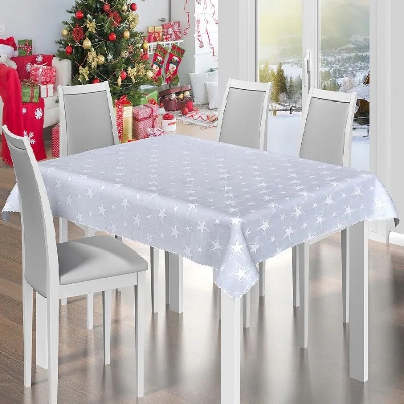 Abrosz vízlepergető karácsonyi White Stars csillag 160x300cm