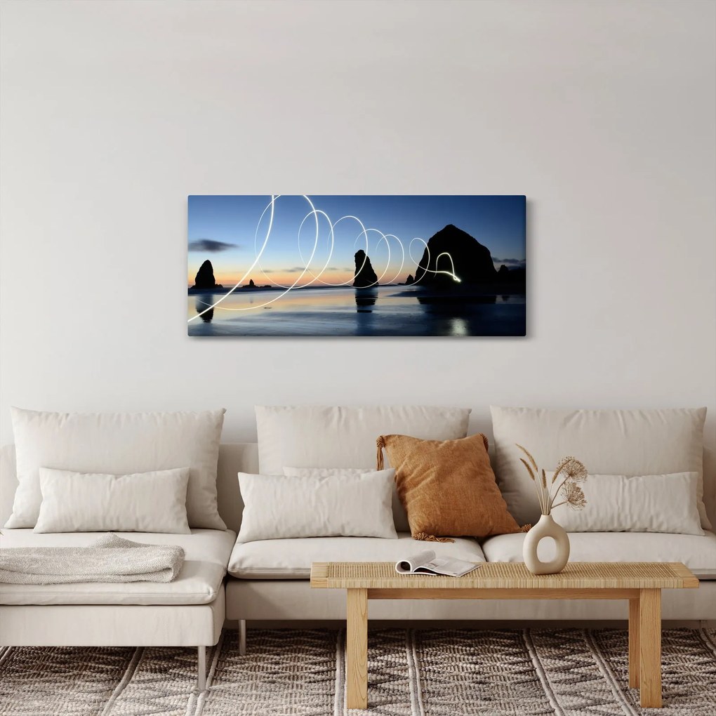 Kép - tengerpart naplementekor (120x50 cm)