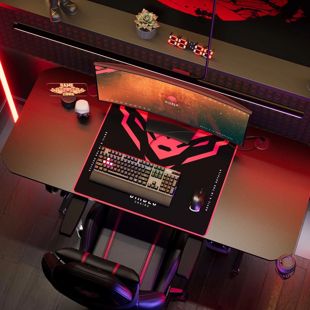 Gamer asztal 160 cm fekete: Diablo X-Mate 1600