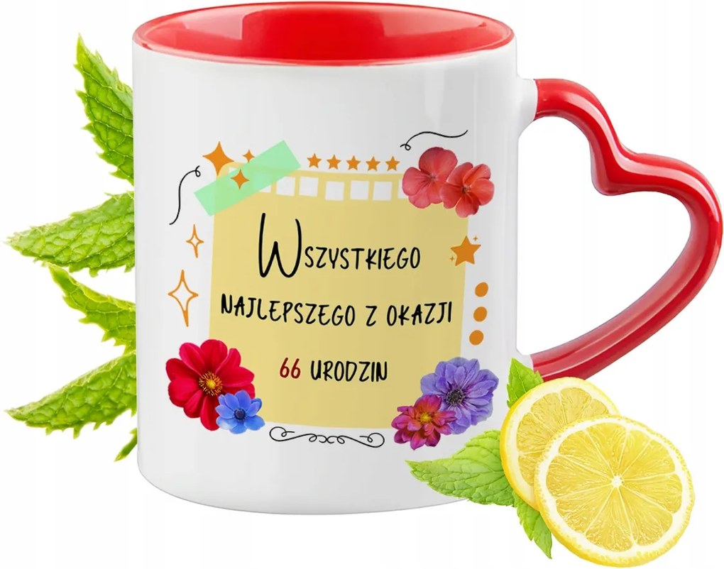 66 Születésnap Piros Szív alakú füllel Ajándék